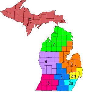 Michigan Trauma Coalition region map