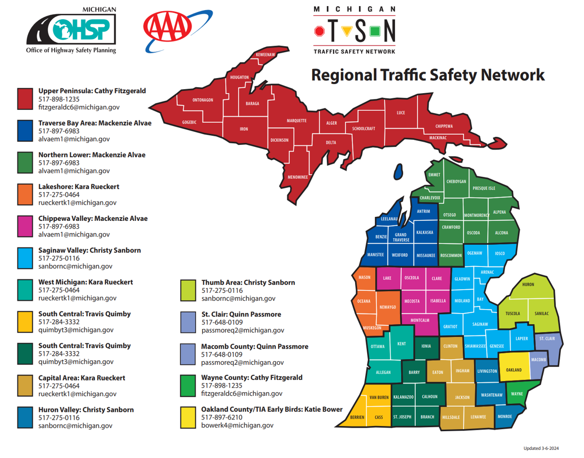 Michigan Regional Traffic Safety Network Map